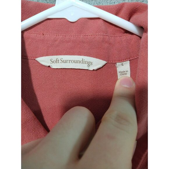 Soft Surroundings Shirt Top  Womens XL Pink Button Up Roll Tab Beachy Coastal - Picture 5 of 7